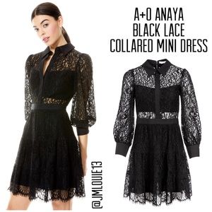 🎀SOLD🎀Alice + Olivia Anaya Black Lace Collared Mini Dress